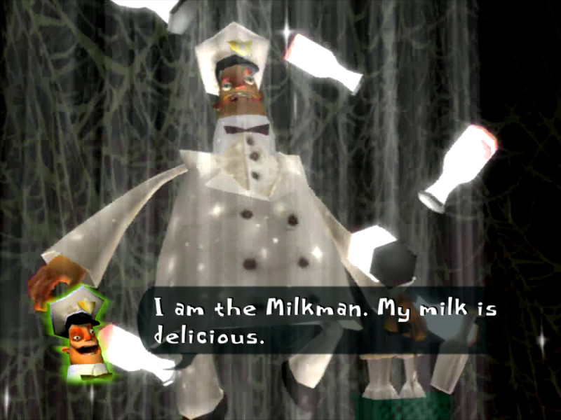 Screenshot of iconic Psychonauts milkman